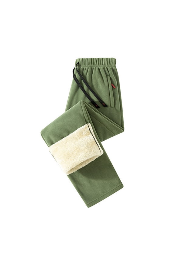 Men's Warm Track Pants Plus Size Thicken Fleece Lined Windproof Winter Athletic Sweatpants with Zip Pockets