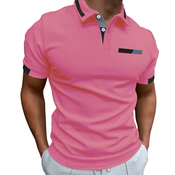 KyCheLot Men's Work Tee Tops Golf Shirts Short Sleeve Summer T-Shirts Button Collar Pullover Shirt