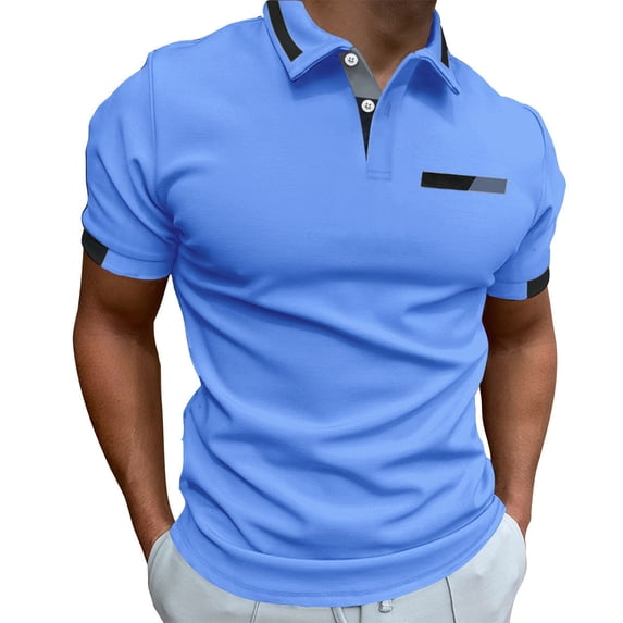 KyCheLot Men's Work Tee Tops Golf Shirts Short Sleeve Summer T-Shirts Button Collar Pullover Shirt