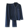 thumbnail image 1 of KyCheLot Mens Casual Pajamas Winter Fall Spring Button down Long Sleeve Shirts and Trousers Cotton Home Set, 1 of 3