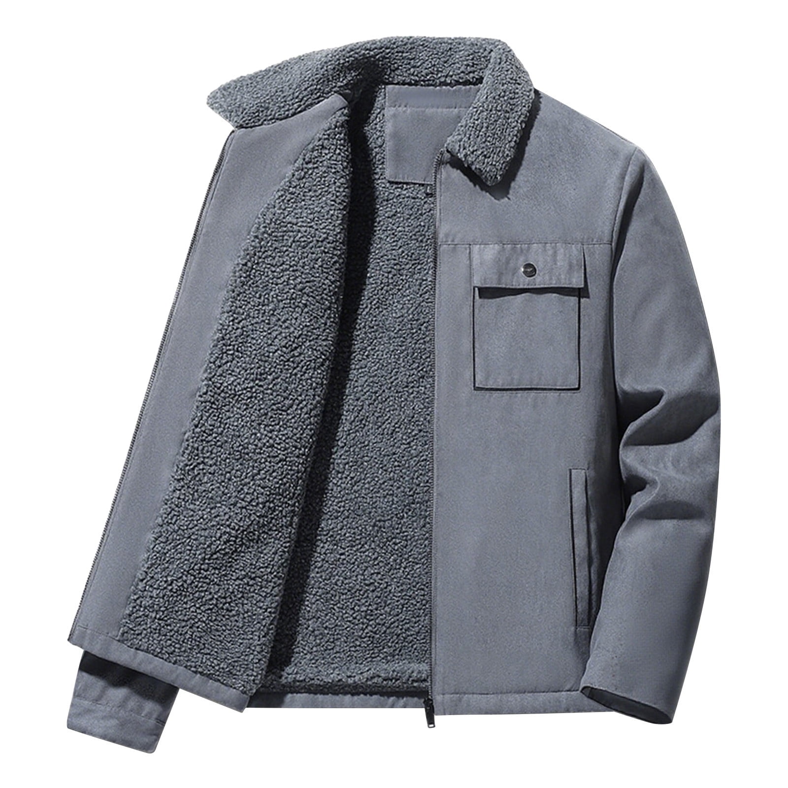 KyCheLot Mens Casual Warm Jacket Winter Corduroy Fleece Lined Thick ...