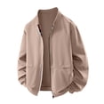 thumbnail image 1 of KyCheLot Mens Fall Jackets Solid Color Workwear Casual Full Zip Long Sleeve Loose Vintage Coat with Pockets, 1 of 2
