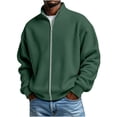 thumbnail image 1 of KyCheLot Mens Full Zip up Sweatshirt Long Sleeve Mock Neck Textured Pullover Loose Drop Shoulder Outwear, 1 of 6
