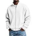 thumbnail image 1 of KyCheLot Mens Full Zip up Sweatshirt Long Sleeve Mock Neck Textured Pullover Loose Drop Shoulder Outwear, 1 of 6