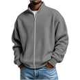 thumbnail image 1 of KyCheLot Mens Full Zip up Sweatshirt Long Sleeve Mock Neck Textured Pullover Loose Drop Shoulder Outwear, 1 of 6