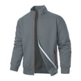 thumbnail image 1 of KyCheLot Mens Jackets Solid Color Textured Full Zip Casual Long Sleeve Dailywear Stand Collar Fall Outerwear, 1 of 4