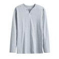 thumbnail image 1 of KyCheLot Mens Long Sleeve Cotton Shirts Casual Thin 2-Button Pullover Solid Color Basic T-Shirt Dailywear, 1 of 2