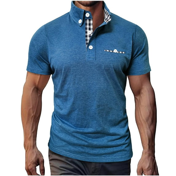 KyCheLot Mens Short Sleeve Golf Shirt Wicking Lapel Button Collar Summer Fashion Casual Tops