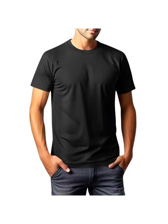Mens Summer Undershirt Workout Quick Dry Short Sleeve Soft Lightweight Basic T-Shirt Crew Neck Tee Shirt