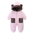 thumbnail image 1 of KyCheLot Newborn Cotton Jumpsuit with Hood Zip-Up Long Sleeve Fleece Romper Winter Warm Puffer Jacket Sets, 1 of 7