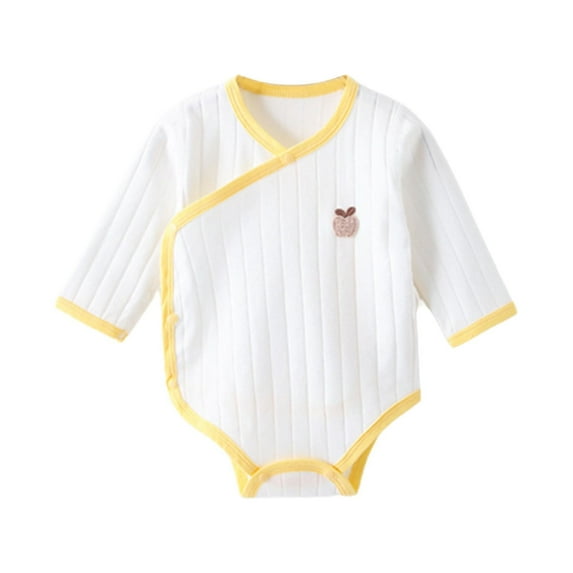 KyCheLot Newborn Girls Cotton Bodysuit Long Sleeve Romper Color Block Undershirt Tops 0-18 Months