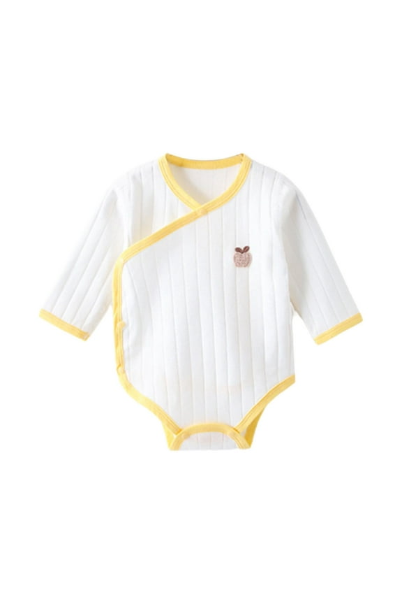 Newborn Girls Cotton Bodysuit Long Sleeve Romper Color Block Undershirt Tops 0-18 Months