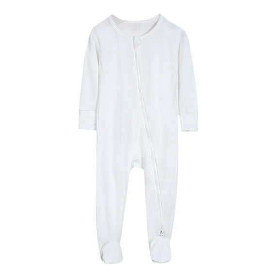KyCheLot Pajamas Jumpsuit for Baby Footed Comfy Cotton Long Sleeve Zip up Romper Sleepwear 0-24 Months