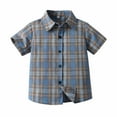 thumbnail image 1 of KyCheLot Plaid Short Sleeve Shirt for Boys Schoolwear Lapel Collar Comfy Button down Shirts Summer 3-9 Years, 1 of 7