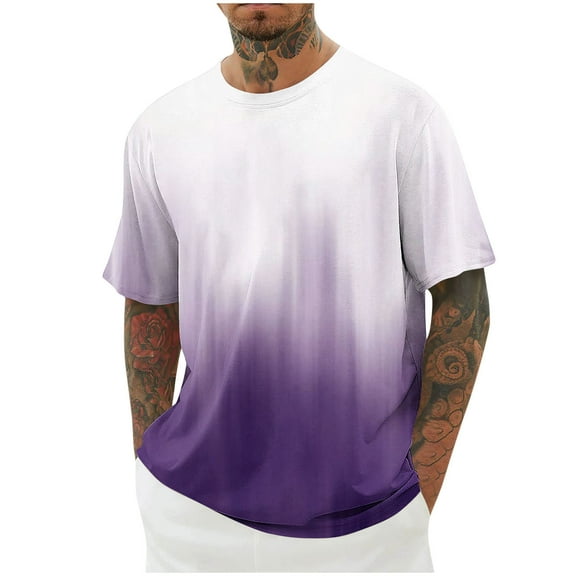 KyCheLot Plus Size Summer Tops for Men Comfy Short Sleeve Stretchy Loose Tshirt Colorful Printed Tees