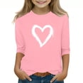 thumbnail image 1 of KyCheLot Print Tshirts for Girls 3/4 Sleeve Comfy Stretchy Long Sleeve Cute Lightweight Pullover Valentine Tshirt 3-13 Years, 1 of 5