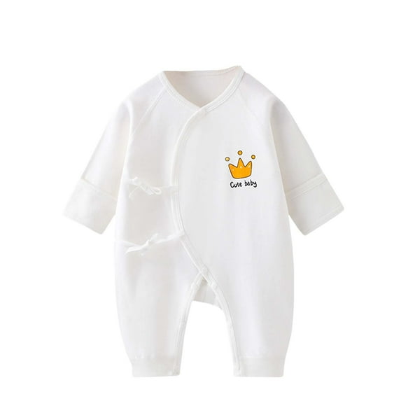 KyCheLot Rompers for Baby Boy Girl Comfy Cotton Side Tie Snap Long Sleeve Jumpsuit for 0-9 Months Newborn