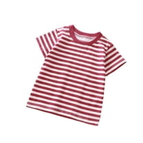 KyCheLot School Tees for Boys Girls Casual Stripe Short Sleeve Crew Neck Cotton T-Shirt Summer Clothes 6Months-8Years