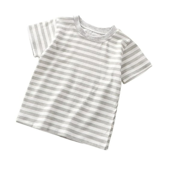KyCheLot School Tees for Boys Girls Casual Stripe Short Sleeve Crew Neck Cotton T-Shirt Summer Clothes 6Months-8Years