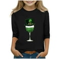 thumbnail image 1 of KyCheLot St.Patrick's Day Tops for Girl Round Neck 3/4 Sleeve Print Stretchy Breathable Blouses Tops 3-13 Years, 1 of 4