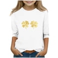 thumbnail image 1 of KyCheLot St Patricks Day Shirt for Girls Print 3/4 Sleeve Crewneck Stretchy Tee Shirts Tops Casual 3-13 Years, 1 of 4