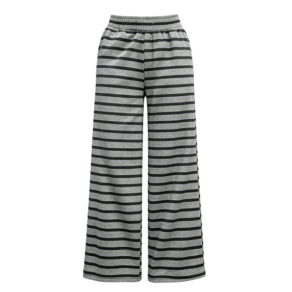KyCheLot Stripe Sweatpants for Kids Fall Winter Elastic Waist Thicken Bottoms Trendy Warm Wide Leg Schoolwear