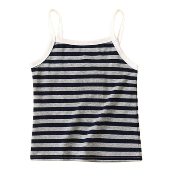 KyCheLot Striped Cami Tops for Girls Summer Vest Cotton Spaghetti Strap Comfort Sleeveless Shirts 4-7 Years