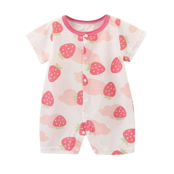 KyCheLot Summer Romper for Baby Girls Cotton Snap Loose Short Sleeve Jumpsuit 1-18 Months