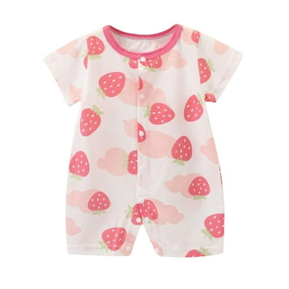 KyCheLot Summer Romper for Baby Girls Cotton Snap Loose Short Sleeve Jumpsuit 1-18 Months