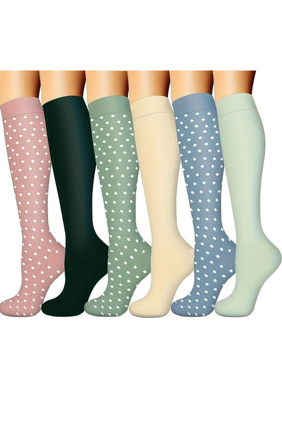 Support Socks for Women 6 Pairs Cotton Knee High Socks Casual Tube Socks Dailywear