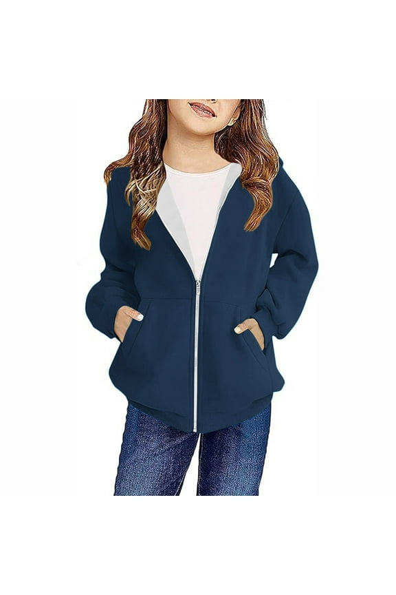 Sweatshirt Jackets for Kids Boys Girls Classic Hoodies Long Sleeve Zip up Jacket with Pockets School 4-12Years