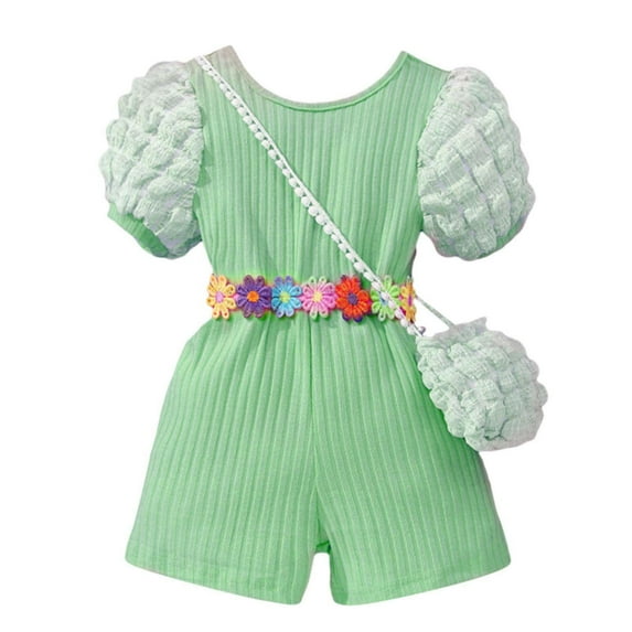 KyCheLot Toddler Baby Girls Rompers Stretchy Crewneck Short Sleeve Soft Shorts Jumpsuit 18 Months-6 Years