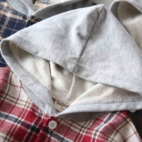 KyCheLot Toddler Boys Long Sleeve Shirt Flannel Hooded Plaid Button down Jacket Shirts Tops Schoolwear 2-8 Years