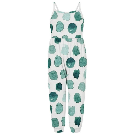 KyCheLot Toddler Girls Casual Jumpsuit Spaghetti Strap Printed Long Pants with Pockets Summer Clothes 1-6 Years