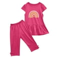 thumbnail image 1 of KyCheLot Toddler Girls Clothing Summer Dressy Short Sleeve Shirts Stretchy Capris Sets Casual 1-10 Years, 1 of 5