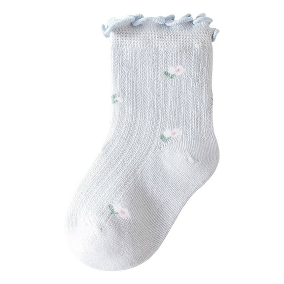 KyCheLot Toddler Girls Dress Socks Cotton Socks Ruffle Cute Floral Knit Daily Ankle Sock for 0-5 Years