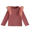 thumbnail image 1 of KyCheLot Toddler Girls Shirts Dressy Mesh Trim Long Sleeve Ribbed Knit Soft Crewneck Blouses 2-8 Years, 1 of 3
