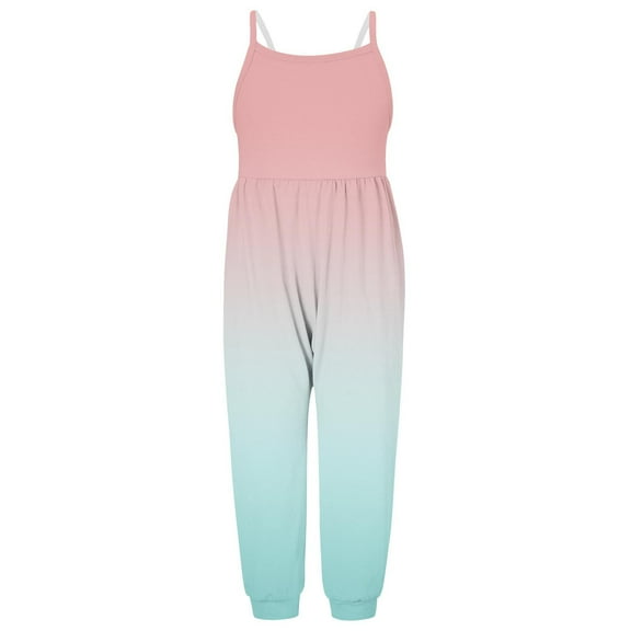 KyCheLot Toddler Girls Summer Jumpsuit Gradient Color Spaghetti Strap Long Pants with Pockets 1-6 Years