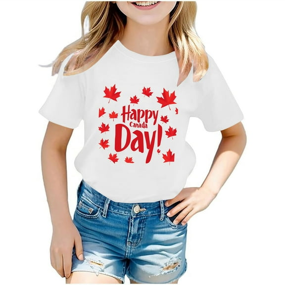 KyCheLot Toddler Kids Casual T-Shirts Unisex Round Neck Print Stretchy Short Sleeve Loose Blouse 3-12 Years