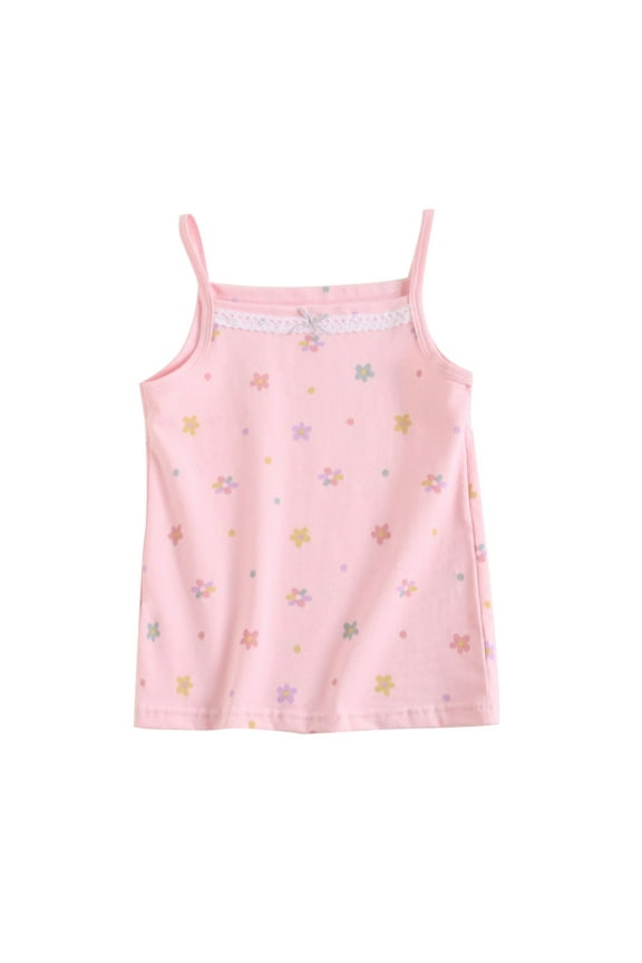Toddlers Girl's Cotton Camisole Cute Summer Printed Undershirts Breathable Casual Tank Tops 3-11 Years