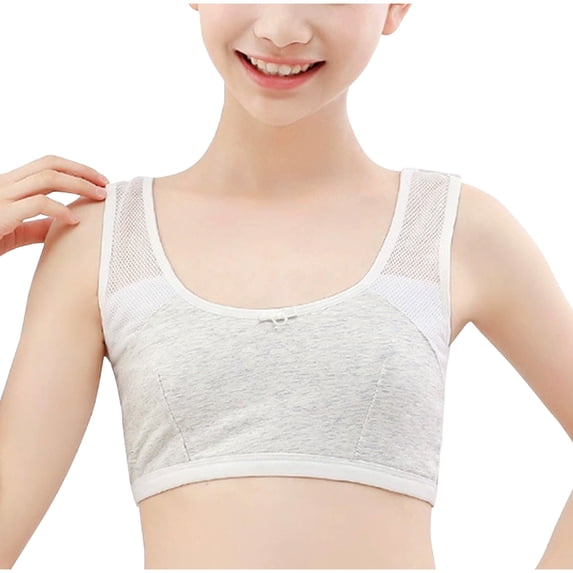 KyCheLot Tshirt Bra for Girls School Dailywear Solid Color Breathable Comfort Training Bras for 8-12 Years