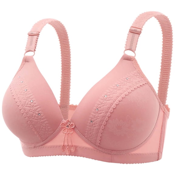 KyCheLot Tshirts Bra for Women V Neck Thin Embroidery Adjustable Strap Wireless Daily Push up Bras