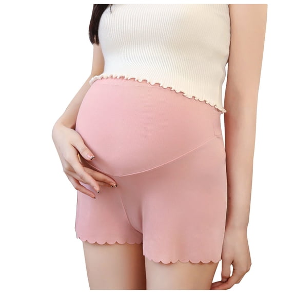 KyCheLot Under Dress Shorts for Maternity Seamless over the Belly Stretchy Soft Ice Silk Pregnancy Short