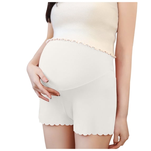 KyCheLot Under Dress Shorts for Maternity Seamless over the Belly Stretchy Soft Ice Silk Pregnancy Short