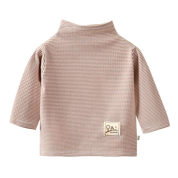 KyCheLot Undershirts for Boys Girls Long Sleeve Loose Comfy Stripe Turtleneck Base Layer Blouses 0-11 Years