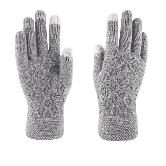 KyCheLot Unisex Winter Gloves Color Block Full Finger Knitted Thickened Gloves Comfy Warm Outdoor Gloves