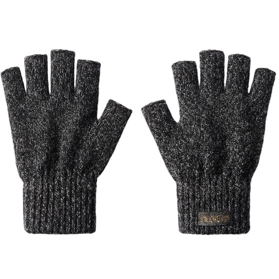 KyCheLot Unisex Winter Knitted Gloves Thicken Half Finger Outdoor Gloves Trendy Warm Hiking Travel Gloves
