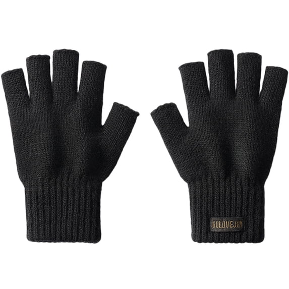 KyCheLot Unisex Winter Knitted Gloves Thicken Half Finger Outdoor Gloves Trendy Warm Hiking Travel Gloves