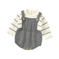 thumbnail image 1 of KyCheLot Warm Bodysuit for Baby Boy Girls Button Knit Long Sleeve Sweater Romper Tops Color Block 0-18 Months, 1 of 6