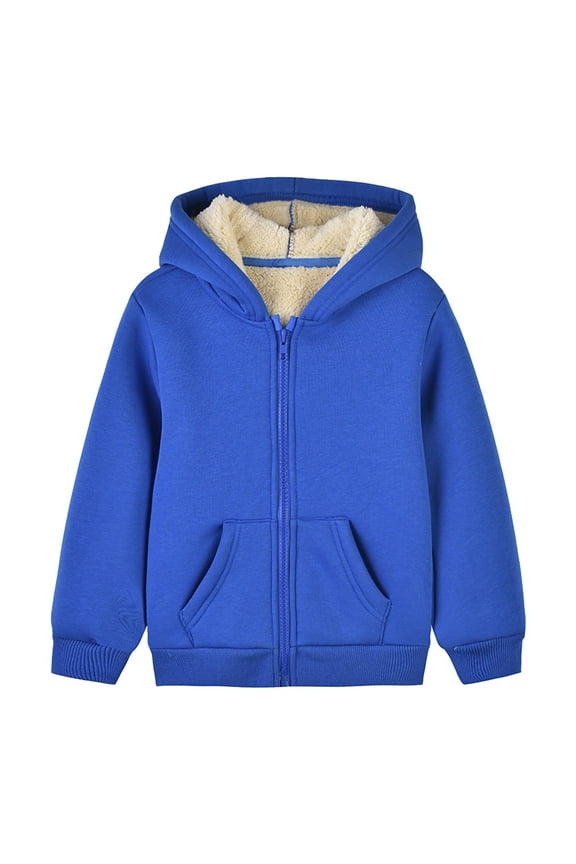 Warm Jackets for Boys Girls Fleece Lined Sweatshirts Comfy Long Sleeve Full Zip Hoodie School Outerwear 1-10Years